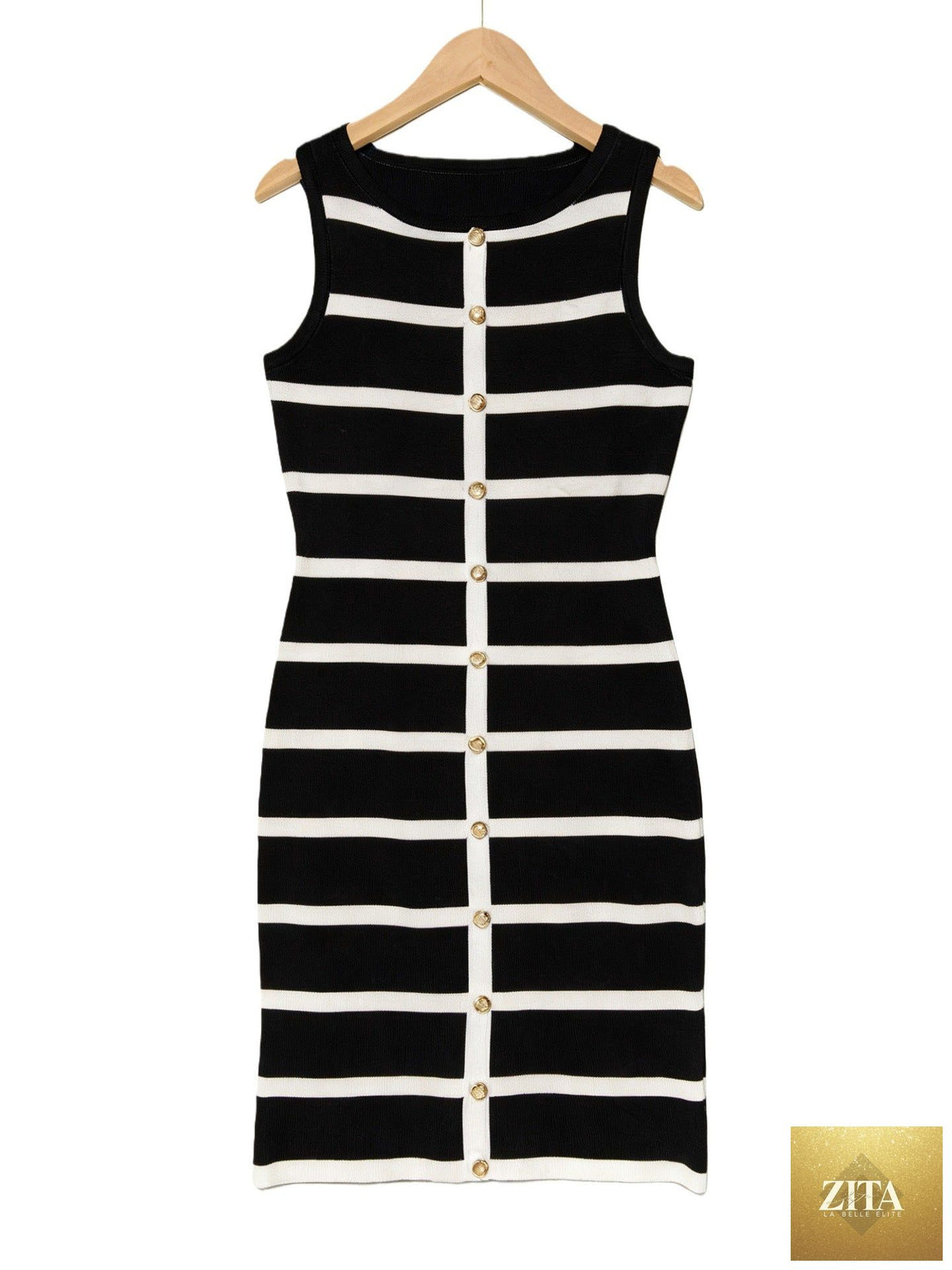 FitiqueFit contrast stripe knit sleeveless midi dress in five color options, featuring a casual, stylish design with a fitted silhouette.