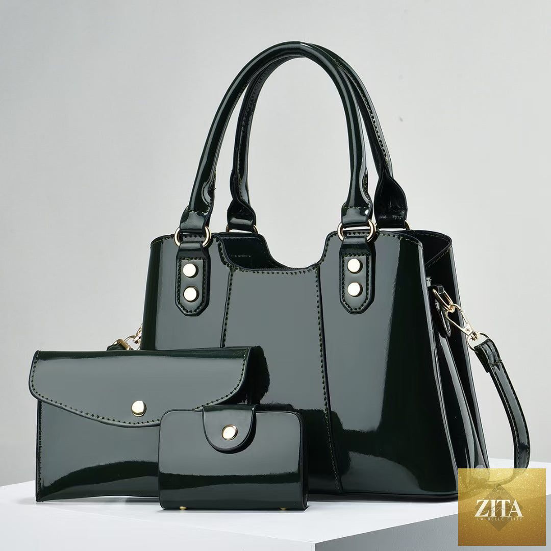 Large capacity three-piece mother-and-child crossbody bag set by Social Buzz eSIMs, featuring spacious compartments and stylish design.
