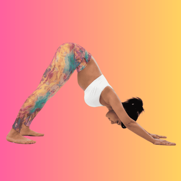 Vibrant tie-dye yoga leggings with all-over print, designed for raves and festivals, by EDMFestieGear.com