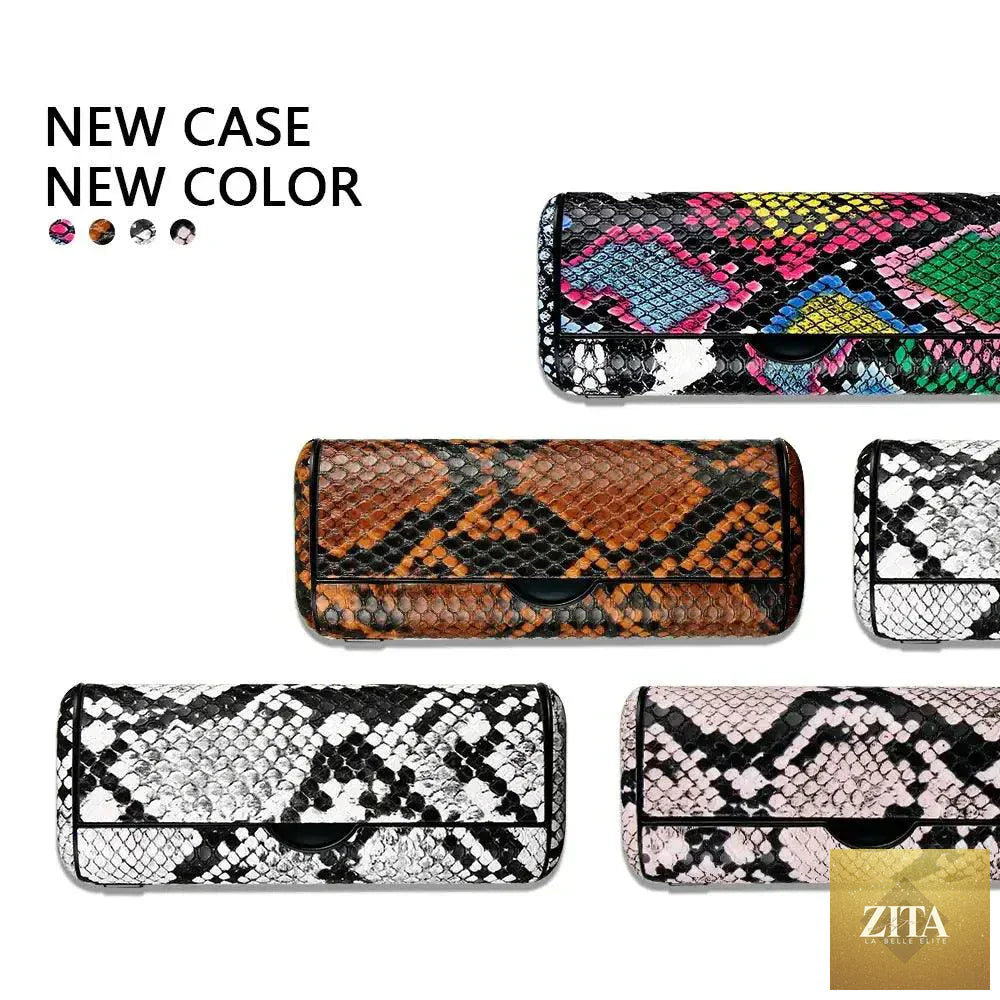 Mandotos snake leather case featuring textured animal snake skin design, ideal for stylish storage of accessories or valuables.