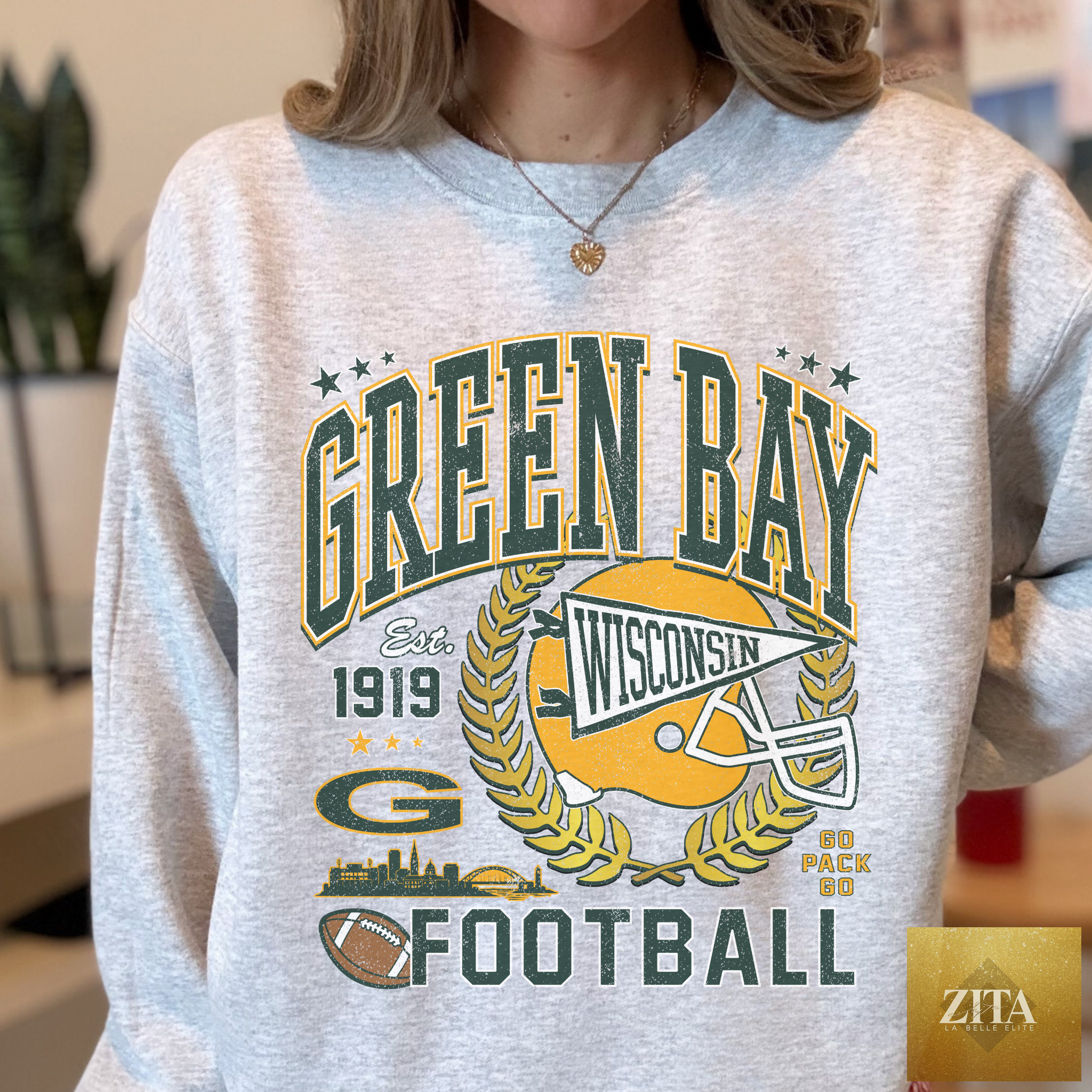 Green Bay Football Vintage Wisconsin Crewneck Sweatshirt – Classic Game Day Pullover