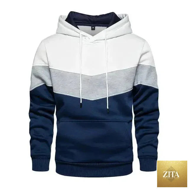 Stevvex men's autumn casual hoodie with thick fabric, color block design, pocket, and hood, ideal for hip hop streetwear and sport tops.