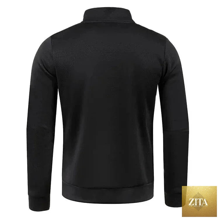 Men's half zipper turtleneck sweatshirt by MANDOTOS, long sleeve solid color pullover ideal for fall and winter streetwear.