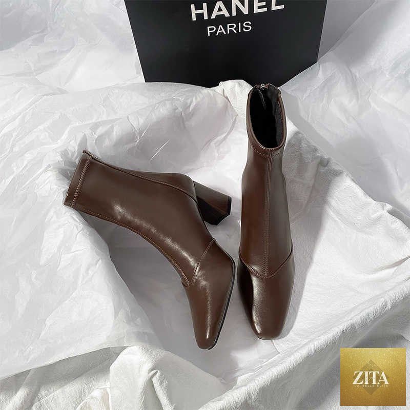 Zita La Belle Elite soft leather zip-back skinny boots with velvet lining and sleek heels, stylish and fitted footwear.