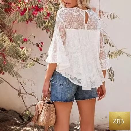 Women's French-style tie-dye versatile top by Zita La Belle Elite, featuring a relaxed fit and vibrant tie-dye pattern.