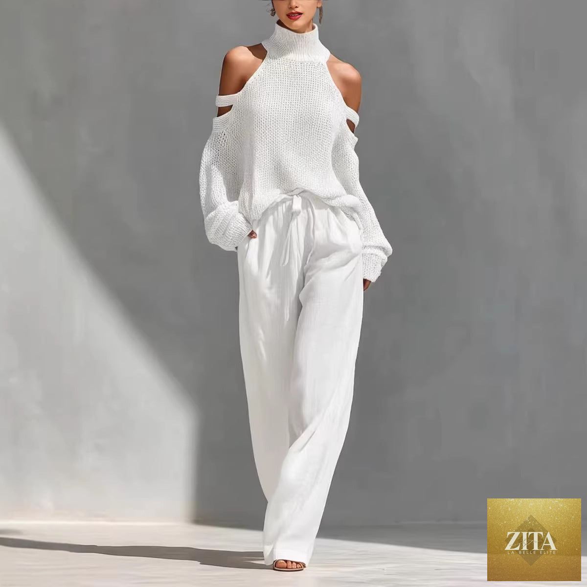 Zita La Belle Elite women's long-sleeve turtleneck top and matching pants set, casualwear, in a stylish, comfortable design.