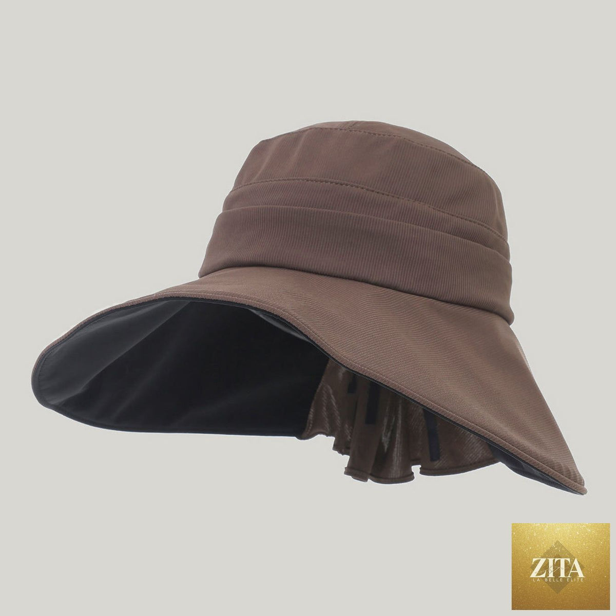 Women's wide-brim striped sun hat by Zita La Belle Elite, lightweight outdoor UV protection, perfect for sun protection and style.