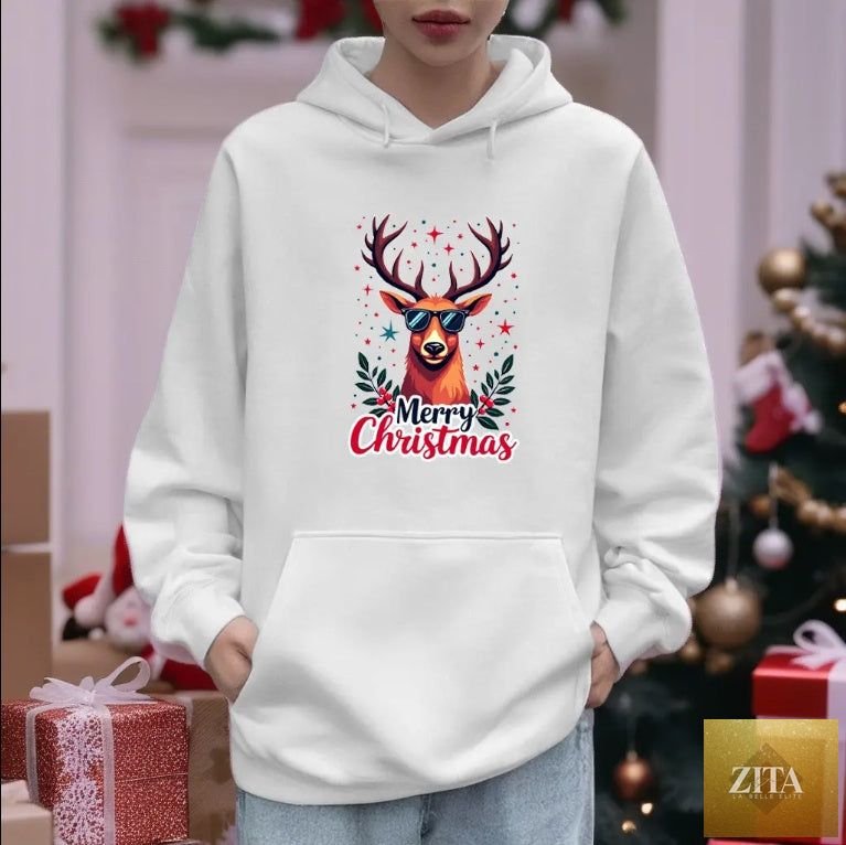 Unisex Christmas hoodie by FitiqueFit, featuring festive holiday print, cozy streetwear sweatshirt with holiday-themed design.