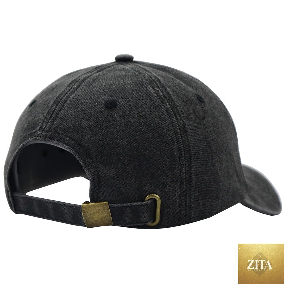 Vintage washed baseball cap by Zita La Belle Elite featuring embroidered "Horse Girl" design and adjustable strap, perfect for equestrian style.