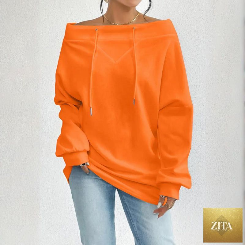 Plus size off-shoulder pullover by Zita La Belle Elite, casualwear with a relaxed fit and stylish off-shoulder design.