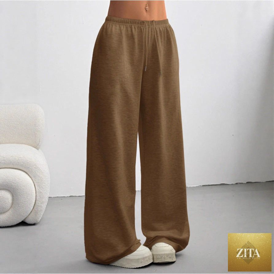 Zita La Belle Elite minimalist straight-leg drawstring sweatpants in various colors, casualwear for comfortable everyday wear.