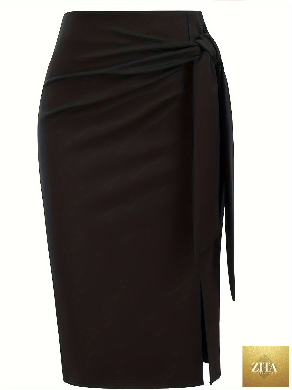 Elegant monochrome high-waisted knee-length skirt for women by Zita La Belle Elite, shown in black and white fabric.