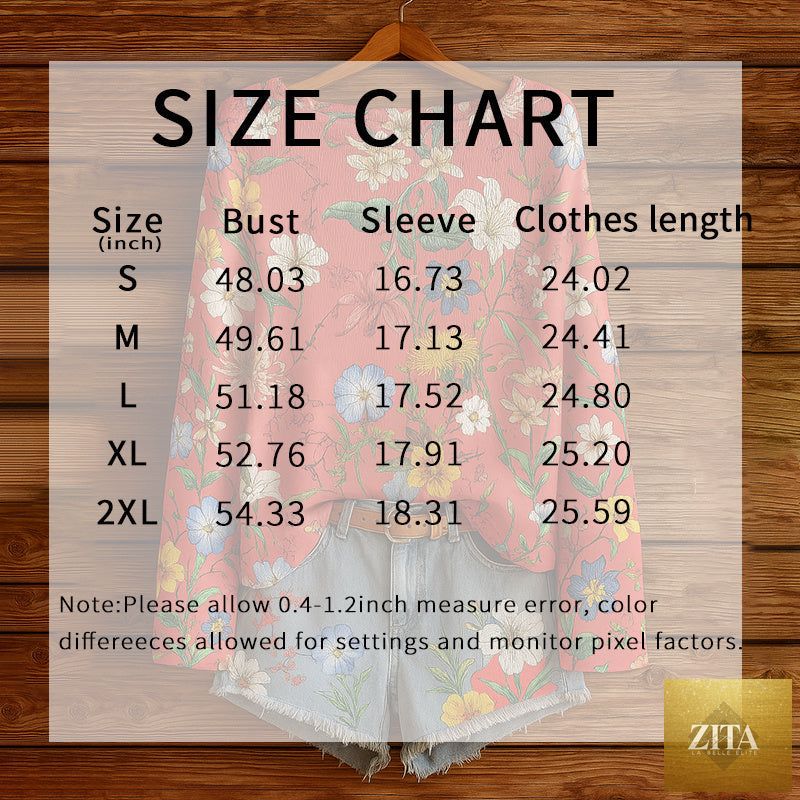 Women’s fall wildflower print long sleeve T-shirt by Zita La Belle Elite, casualwear with vibrant floral pattern and comfortable fit.