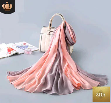 Elegant gradient silk scarf for women, providing stylish sun protection, from Trendy Attic Store01.