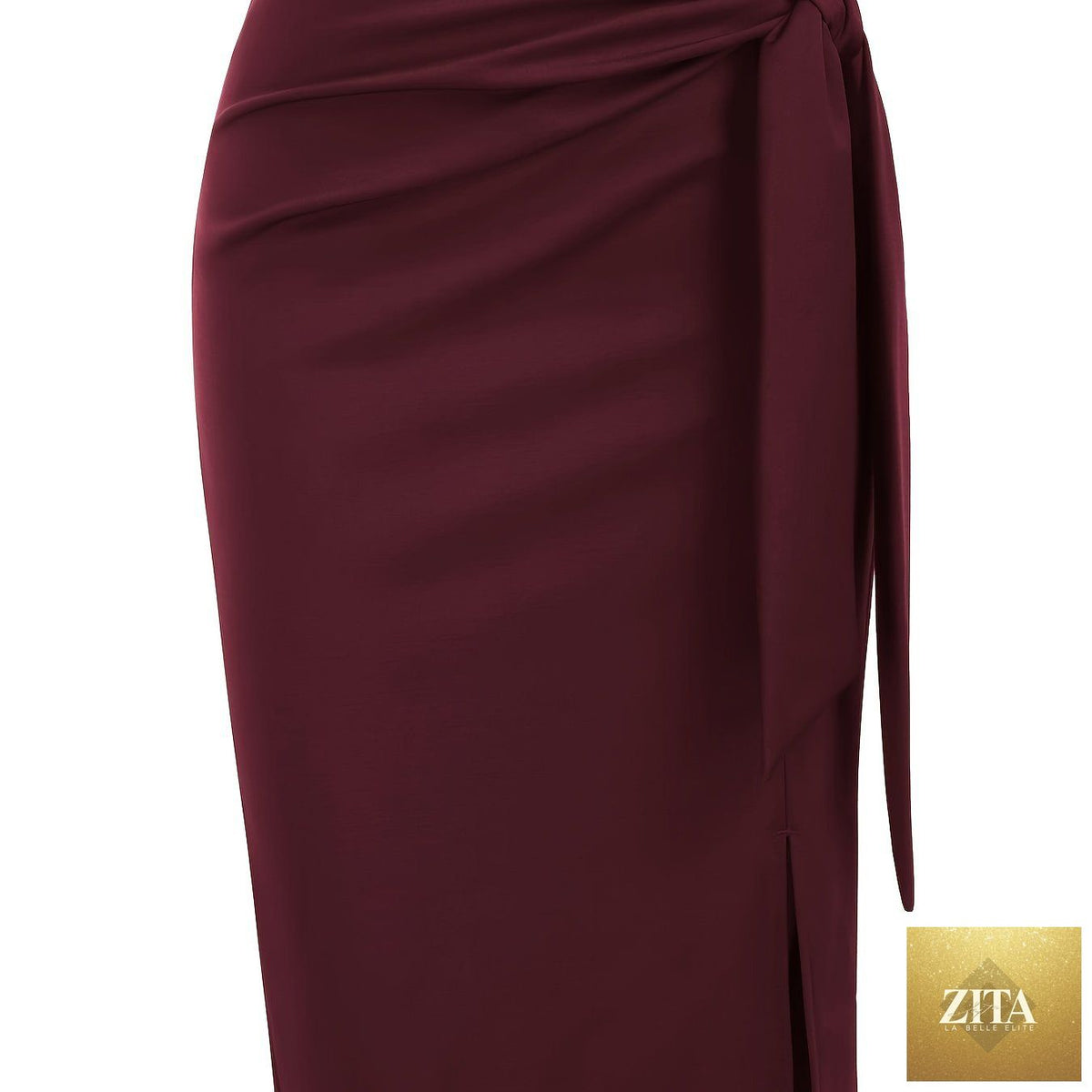 Elegant monochrome high-waisted knee-length skirt for women by Zita La Belle Elite, featuring a sleek, tailored design.