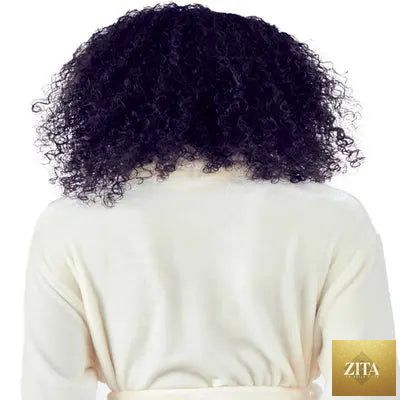 Lotus Linen women's ultra soft plush bathrobe shown from the back, small size, natural color, cozy and comfortable robe for women.