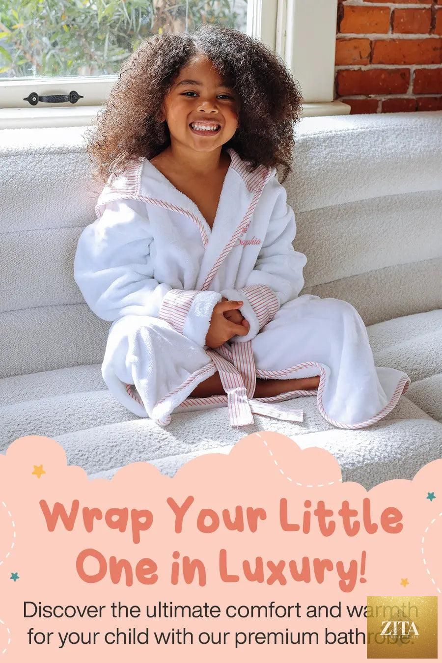 Soft, cozy kids plush bathrobe by Lotus Linen, perfect for toddlers and children, featuring ultra-soft fabric and safe design.