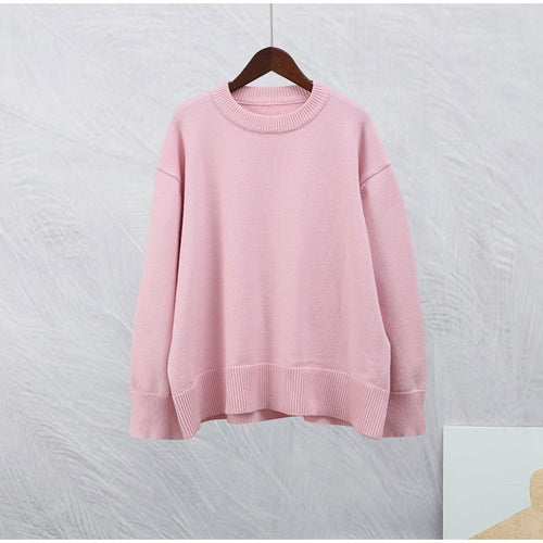 Sweet Crew Neck Pullover Sweater Winter Fashion Loose Long-sleeved Crimson Medea