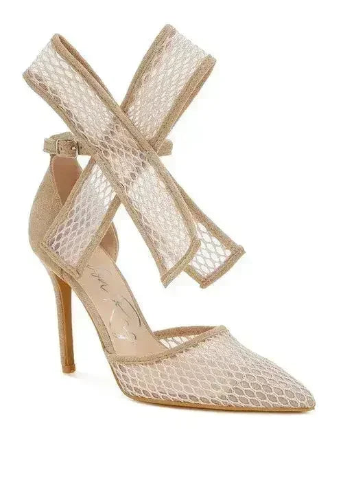 Femstylo Regenta Big Bow Detail Stiletto Sandals for women, featuring a large bow accent and high heel design.