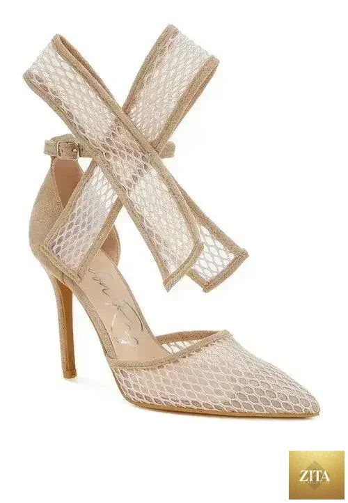 Zita La Belle Elite Regenta women's stiletto sandals with large bow detail, open toe and sleek design.