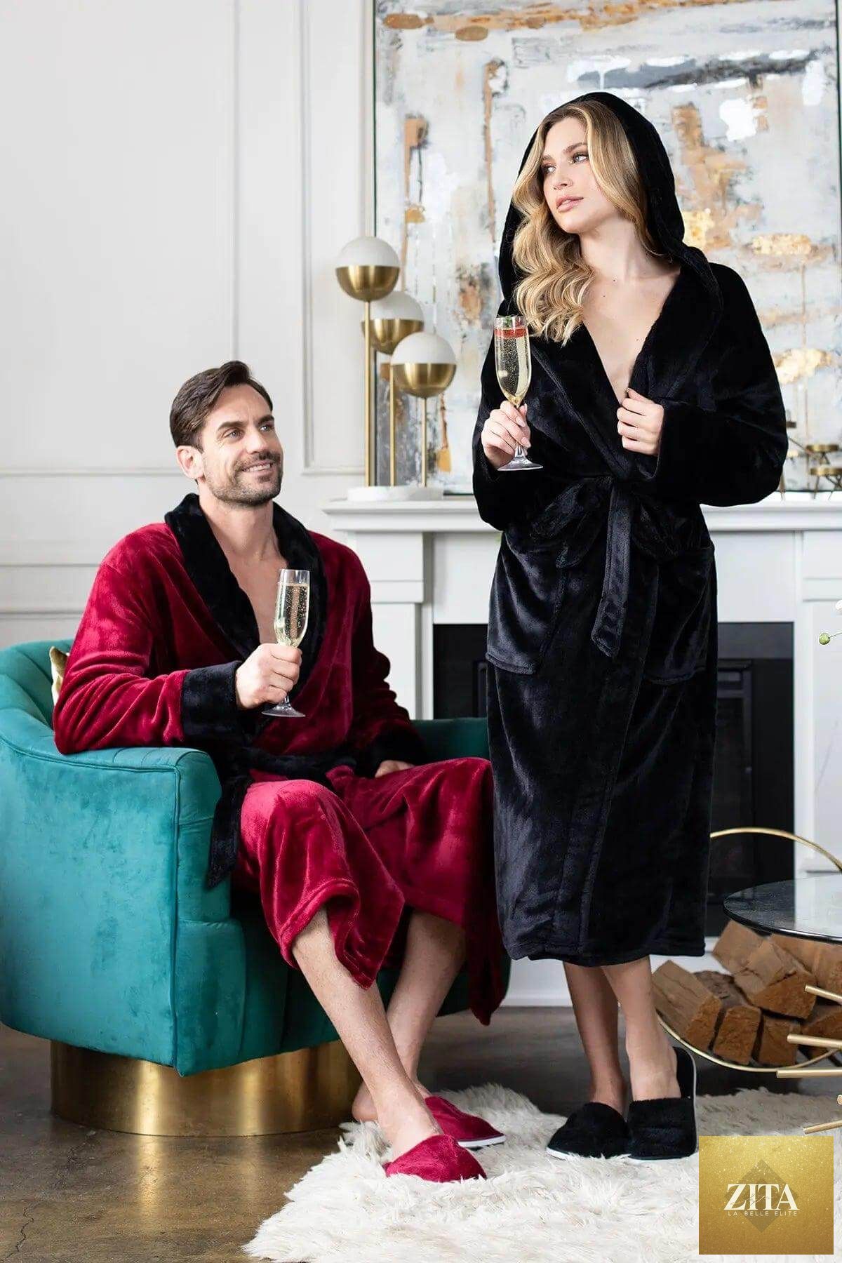 Luxurious Lotus Linen men's plush robe displayed, showcasing soft fabric and cozy design perfect for comfort and relaxation.