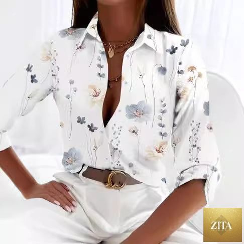 Women’s stripe print long-sleeve blouse by FitiqueFit, casualwear with a stylish striped pattern and relaxed fit.
