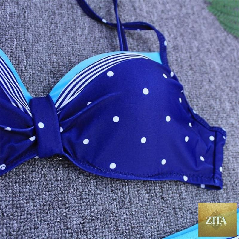 Stevvex high-waist 2-piece bikini set for women featuring puff sleeves, solid color, cut back, perfect for summer beachwear.