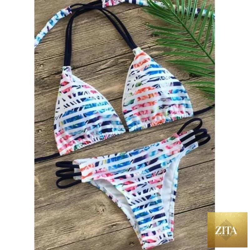 Stevvex women's push-up bikini set with halter bandage design, featuring padded swimwear and two-piece summer beachwear.