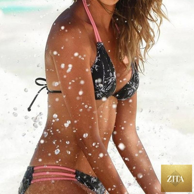 Stevvex women's push-up bikini set with halter top and bandage design, featuring padded swimwear for summer beachwear.