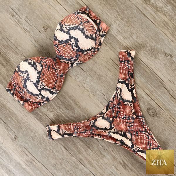Stevvex leopard bikini set for women, halter triangle top with cheeky bottoms, perfect for summer beachwear and swimming.