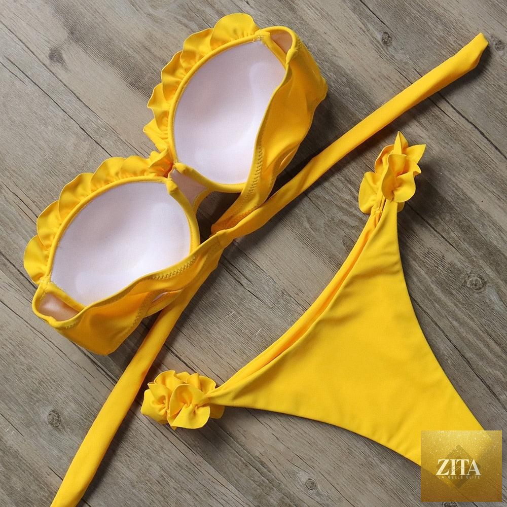 Stevvex leopard bikini set for women, halter triangle top with cheeky bottoms, perfect for summer beach wear and swimming.