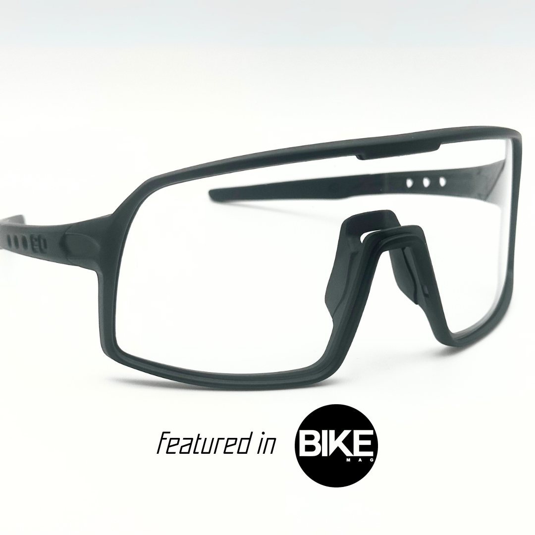Eastern Outer Mojave sunglasses with photochromic lenses, black frame, shown from an angled view.