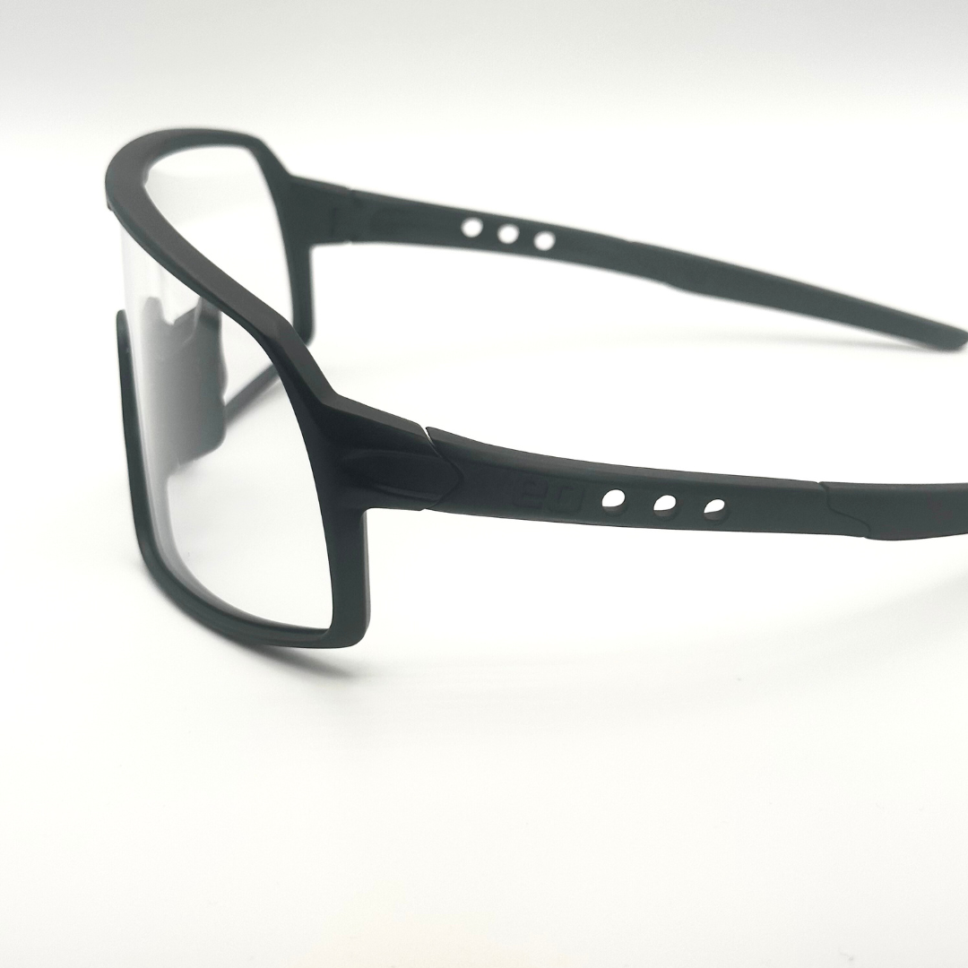 Eastern Outer Mojave sunglasses with photochromic lenses, black profile view showing stylish frame and lens details.