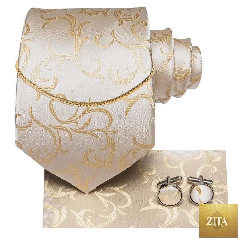 Elegant black silk necktie chain with matching square handkerchief and cufflinks for men's formal and wedding attire by Stevvex.