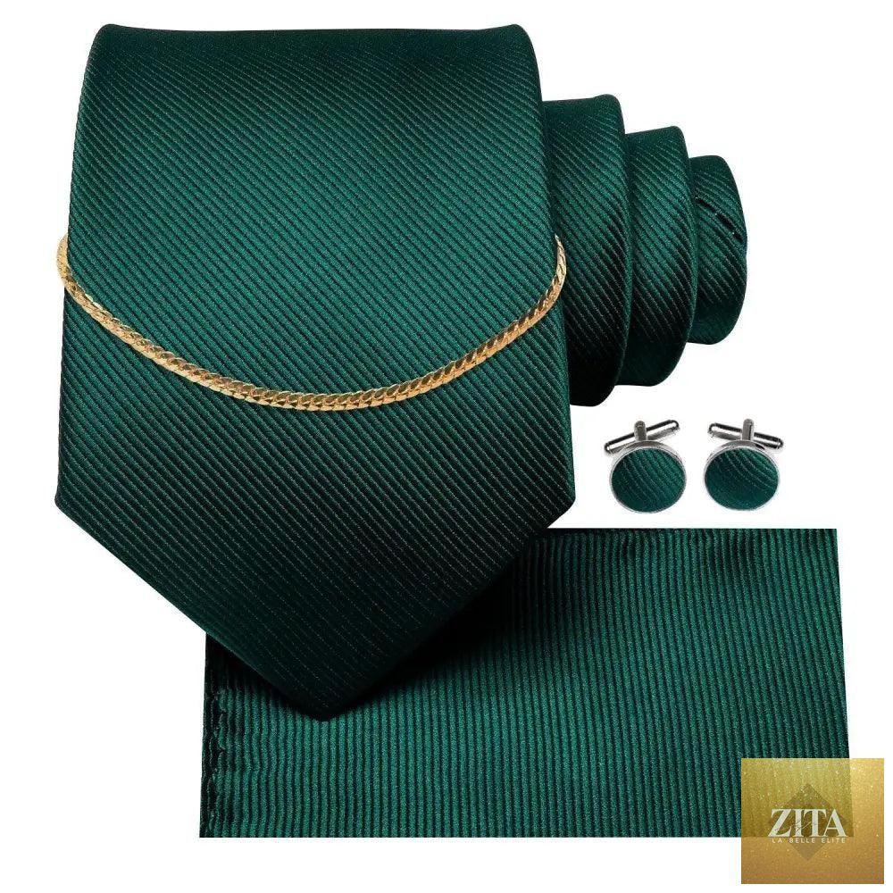 Elegant black silk necktie chain with classic tie square and handkerchief for men's wedding and formal attire by Stevvex.