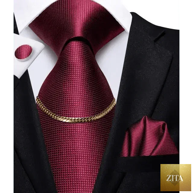 Stevvex black silk necktie chain, classic tie square and handkerchief, elegant cufflinks for men's formal wedding attire