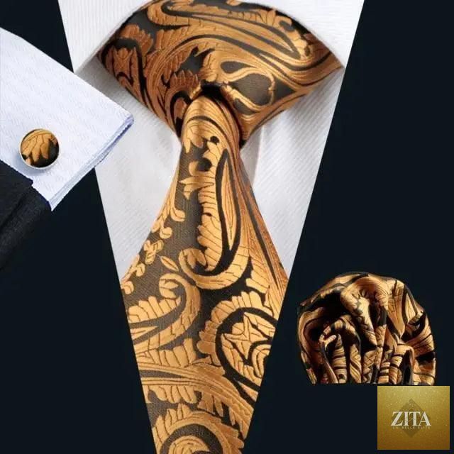 Elegant silk men's necktie set by Stevvex featuring a stylish design, suitable for weddings, parties, and business casual attire.