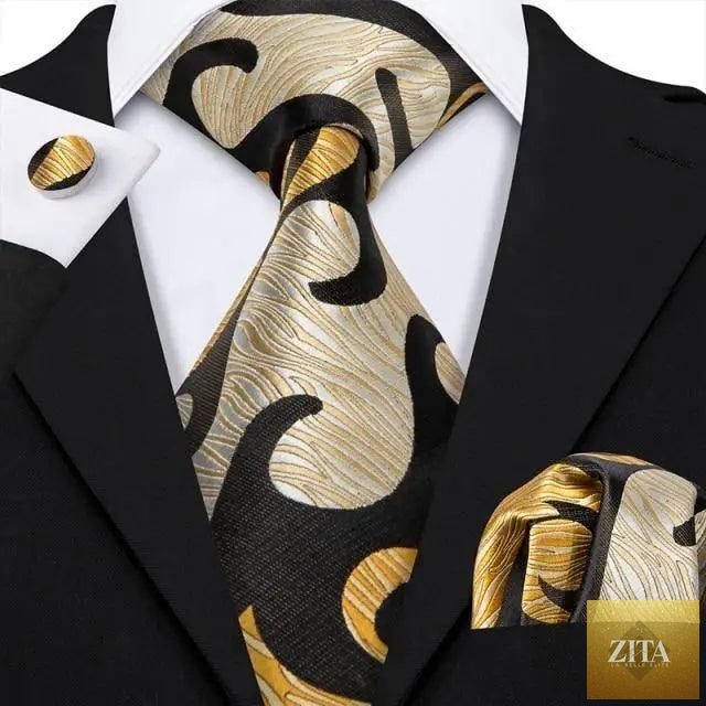 Elegant men's silk necktie set by Stevvex featuring a stylish design, suitable for weddings, parties, and business casual occasions.