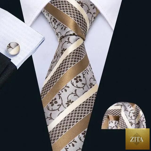 Elegant men's silk necktie set by Stevvex featuring a stylish design, suitable for weddings, parties, or business casual occasions.