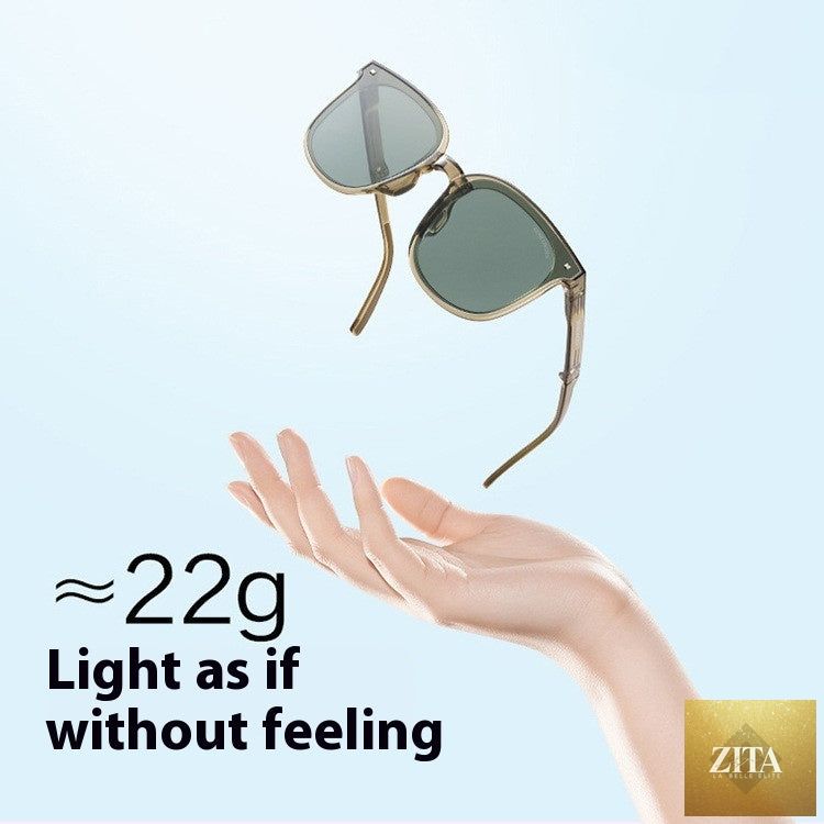 Foldable FitiqueFit sunglasses with colorful frames and protective case, stylish eyewear for on-the-go fashion and sun protection.
