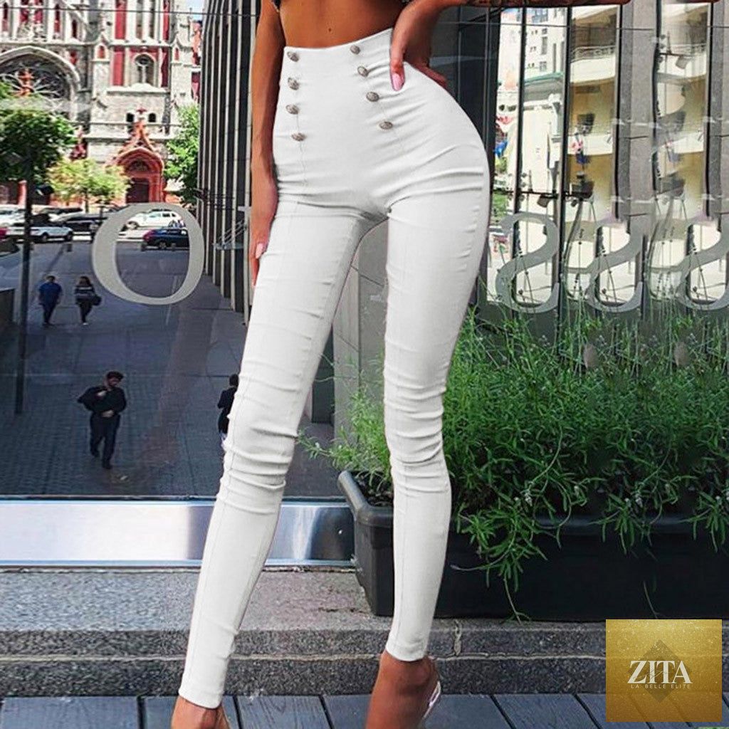Women's casual high-waisted pants with European and American patchwork, featuring stylish, colorful fabric details.