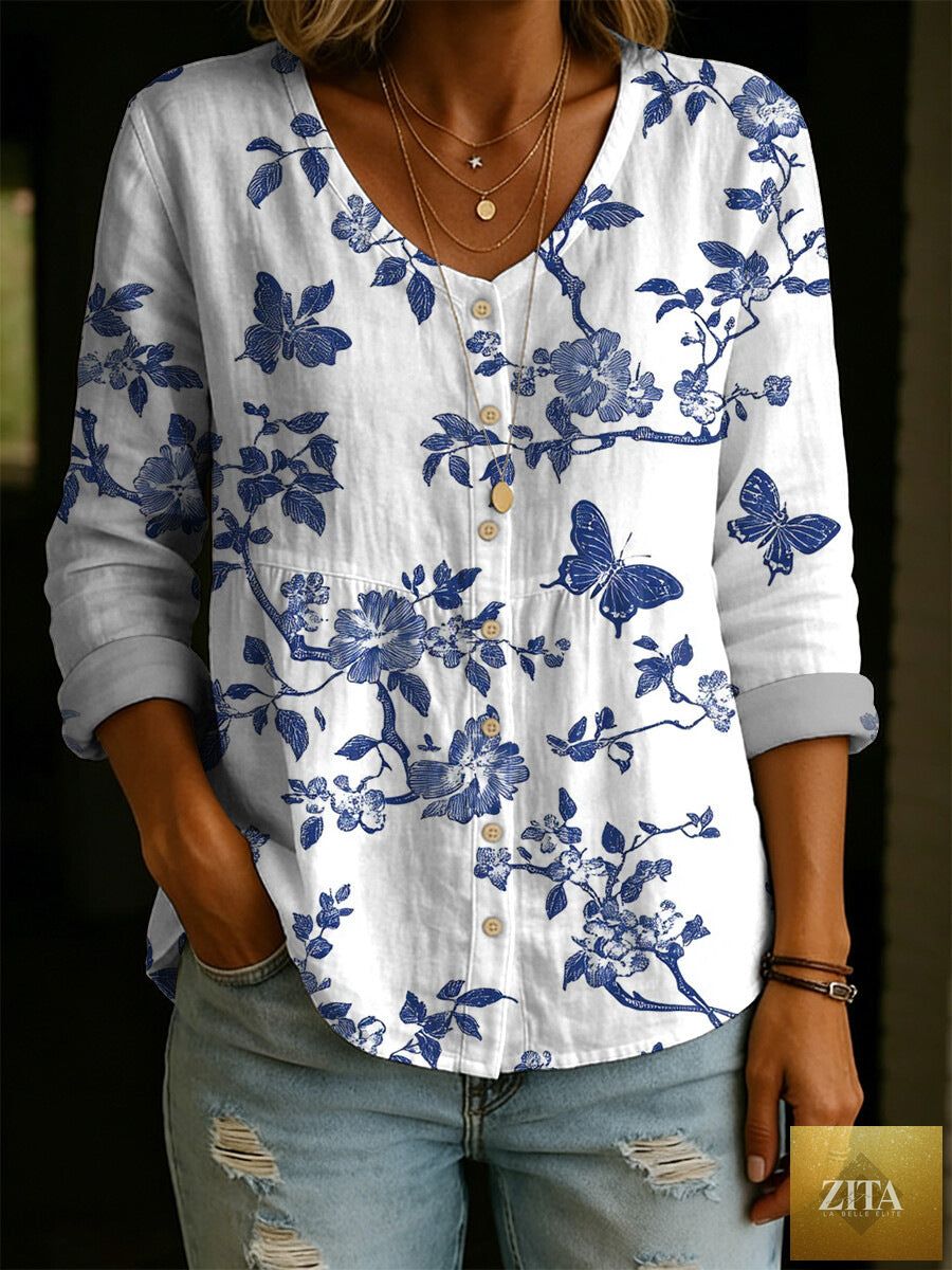 Women's plus-size printed boho cardigan with 3/4 sleeves, loose fit, by Zita La Belle Elite, showcased in a natural pose.