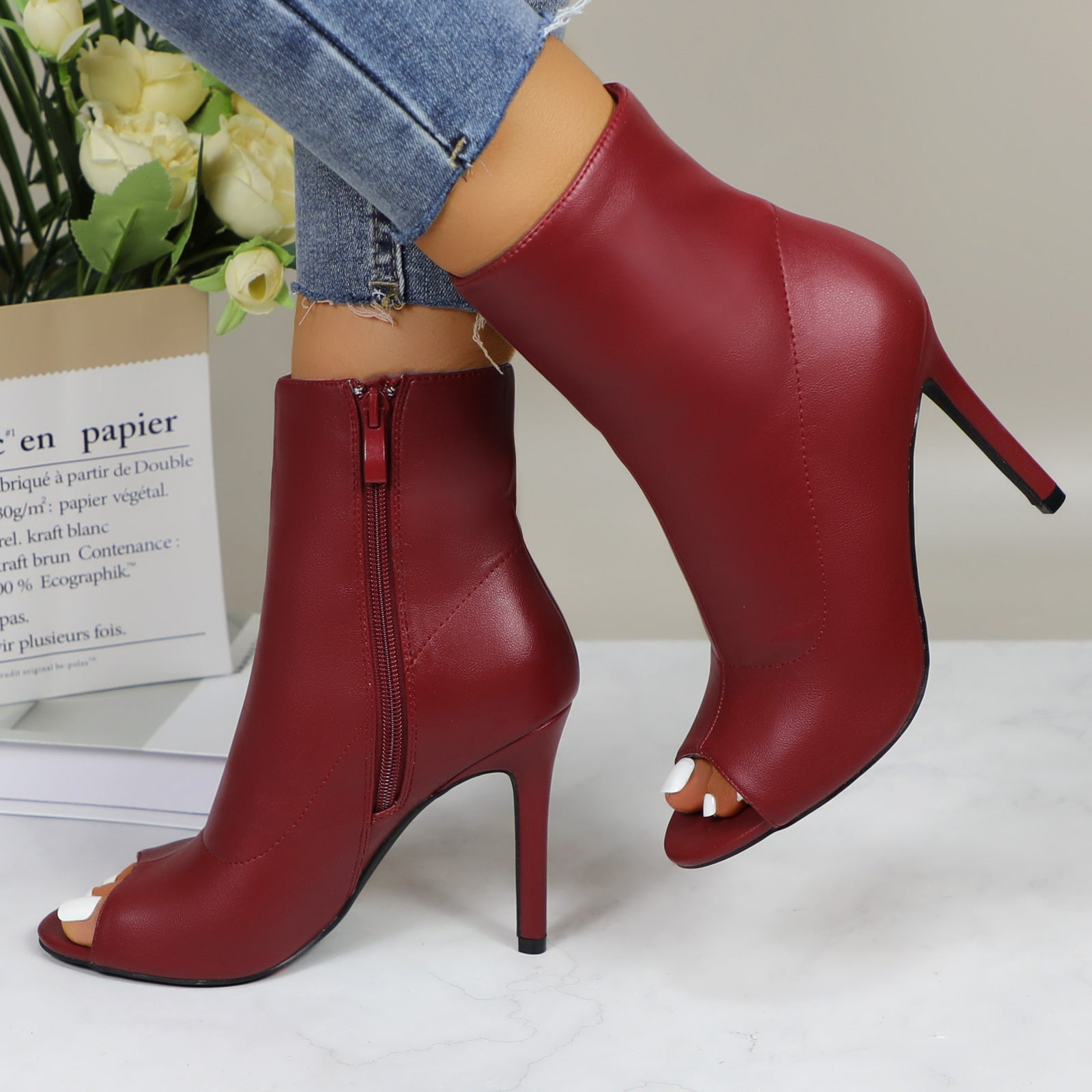 Shiny metallic stiletto boots for women, perfect for dance parties, featuring a sleek design and high heel from Trendy Attic Store01.