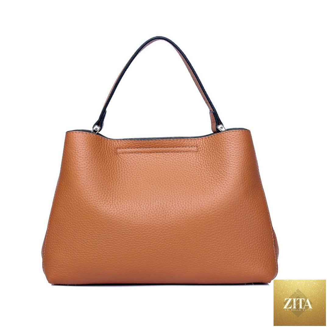 Elegant genuine leather handbag by SHOMICOBOUTIQUE, casual leather tote purse with shoulder strap for women.