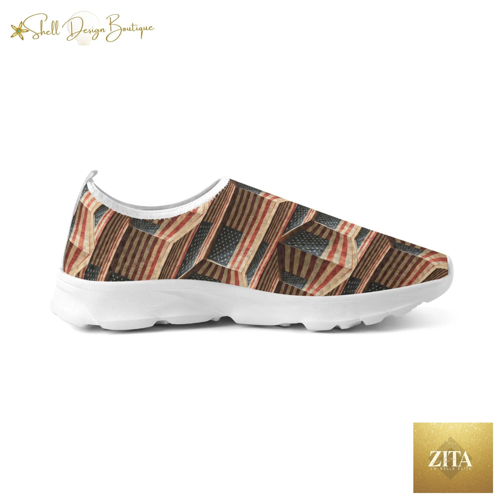 3D USA Flags Lightweight Adult Unisex Athletic Slip-on Shoes | Shipped in US