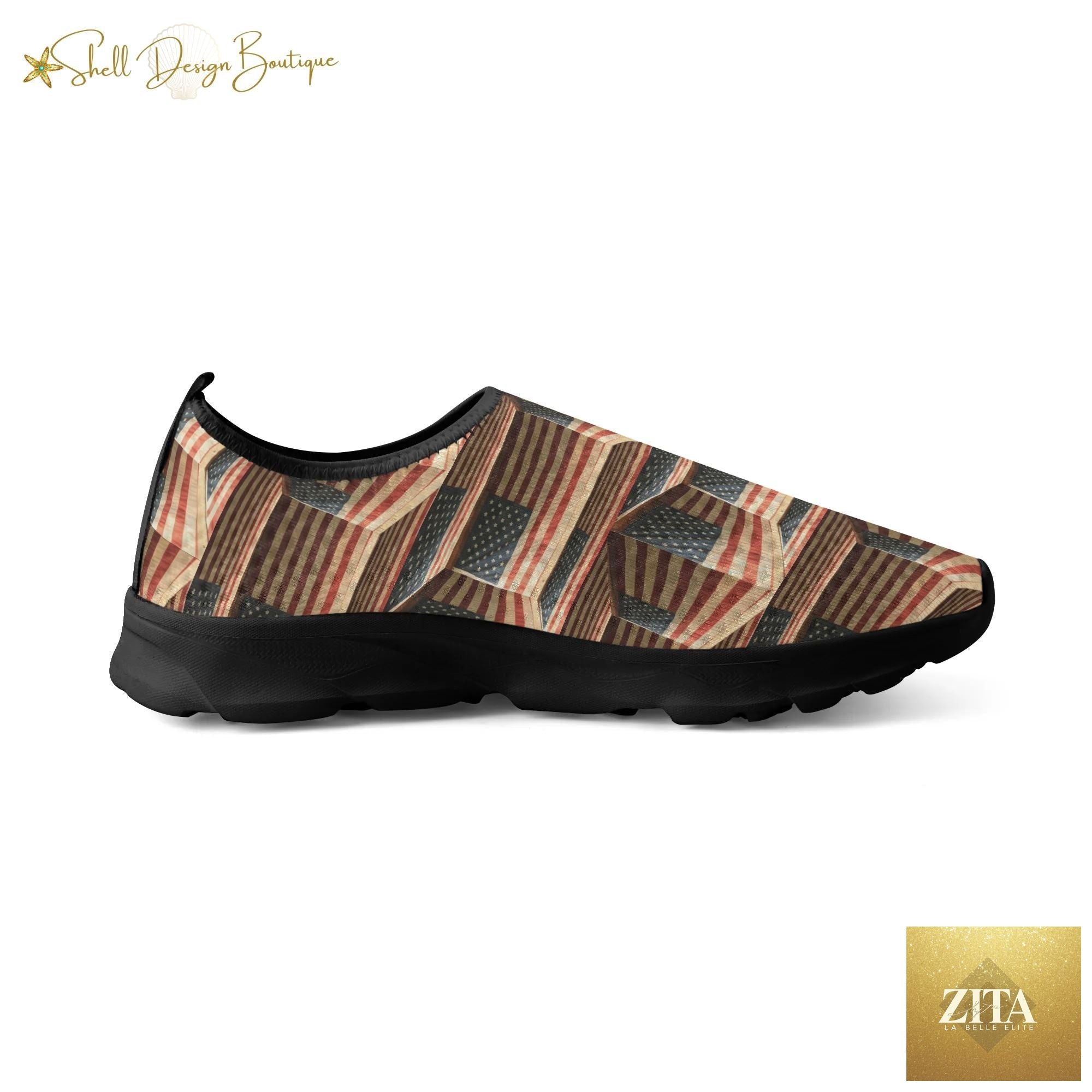 3D USA Flags Lightweight Adult Unisex Athletic Slip-on Shoes | Shipped in US
