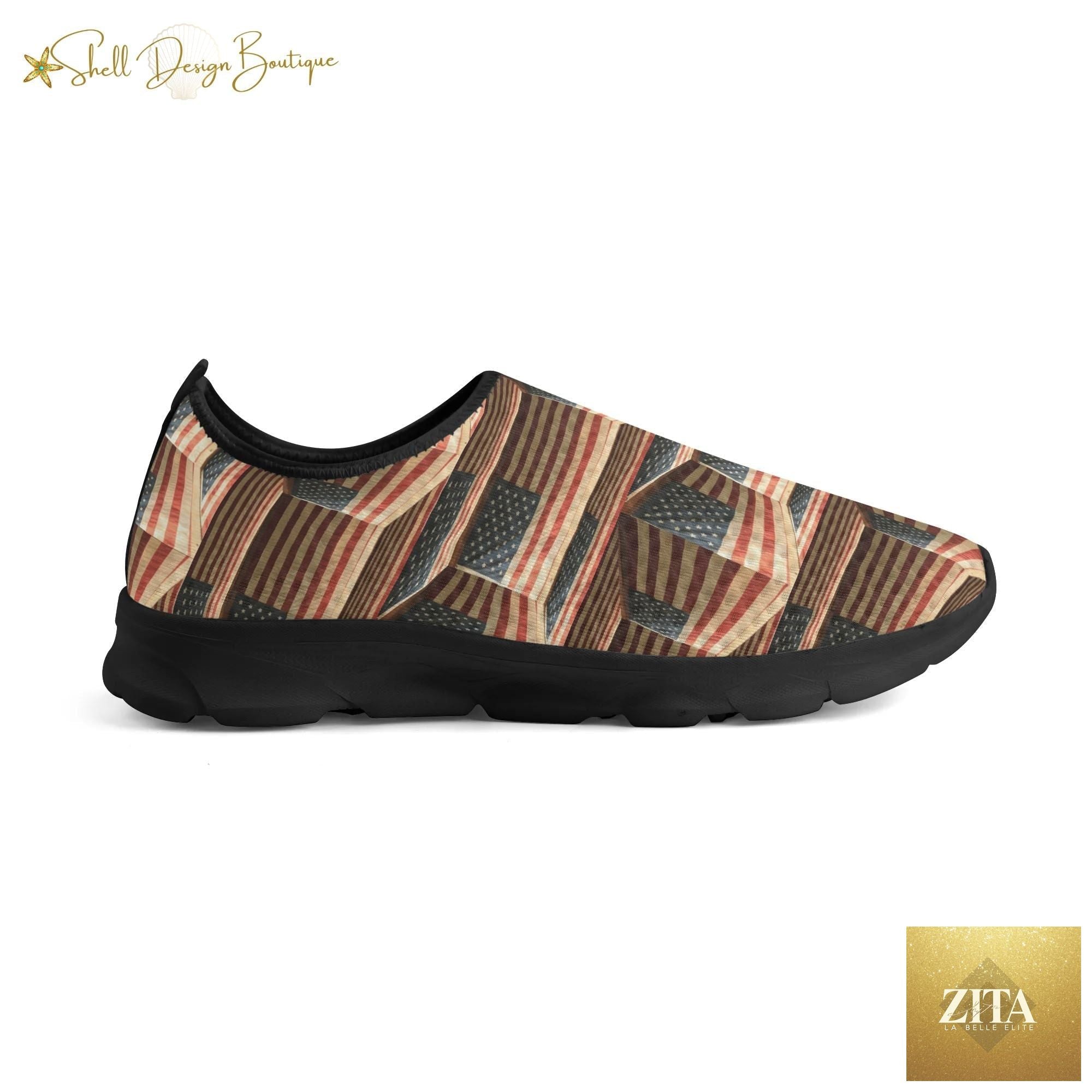 3D USA Flags Lightweight Adult Unisex Athletic Slip-on Shoes | Shipped in US