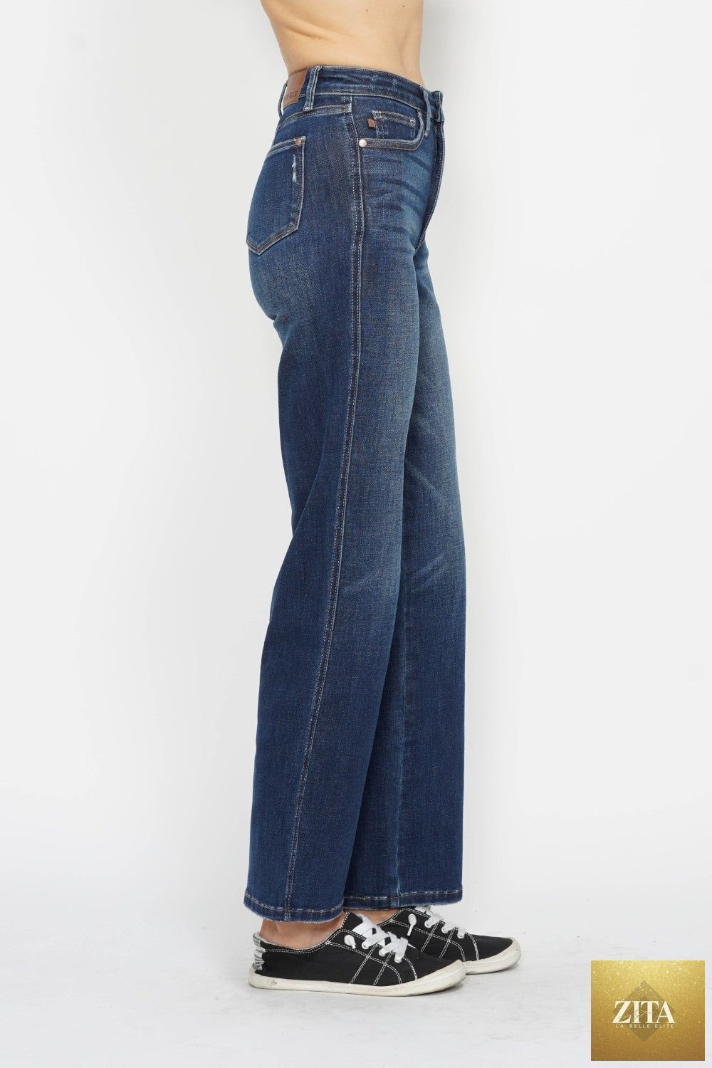 Wild and Free Boutique Judy Blue high waist tummy control jeans, full size, with a fitted denim design and classic five-pocket style.