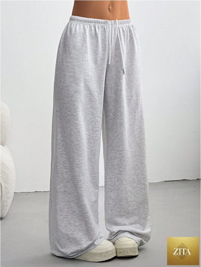 Zita La Belle Elite minimalist straight-leg drawstring sweatpants in 6 colors, casualwear, S–2XL, shown flat on a white background.