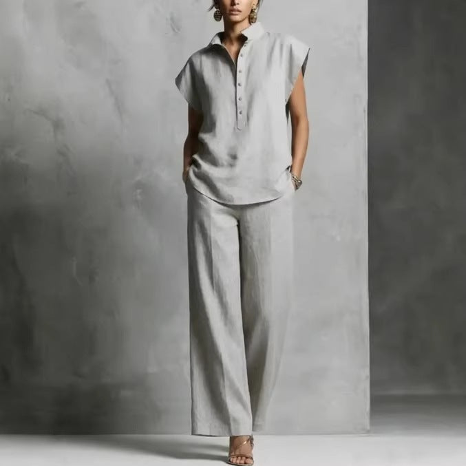 Women's Casual Sleeveless Top & Full-Length Pants Two-Piece Set
